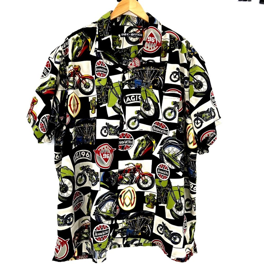 Mens Size 4X Button Up Shirt Motorcycle Short Sleeve Box Office Island *READ